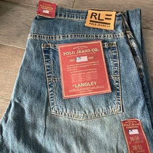 NWT Polo Jeans Co men’s jeans 36x30 Langley, loose fit, straight leg, zip fly.